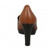 Woman's platform shoe with fringes and chain in tan brown and black leather heel 8 - Available sizes:  34, 42, 43