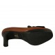 Zapato cerrado para mujer con plataforma, flecos y cadena en piel color cuero y negra tacon 8 - Tallas disponibles:  34, 42, 43