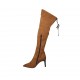 Botas a punta y a la rodilla para mujer en gamuza elastica beis con cordones y cremallera tacon 8 - Tallas disponibles:  32, 33, 42, 43