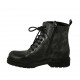 Bottines avec lacets et fermeture éclair pour femmes en cuir noir à effet marbre talon 3 - Pointures disponibles:  44