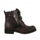 Bottines pour femmes avec lacets,  bout droit et fermeture éclair en cuir bordeaux violet talon 3 - Pointures disponibles:  44, 45