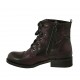 Bottines pour femmes avec lacets,  bout droit et fermeture éclair en cuir bordeaux violet talon 3 - Pointures disponibles:  44, 45