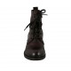 Bottines pour femmes avec lacets,  bout droit et fermeture éclair en cuir bordeaux violet talon 3 - Pointures disponibles:  44, 45