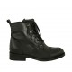 Bottines pour femmes avec lacets, fermeture éclair et bout droit en cuir noir talon 3 - Pointures disponibles:  32