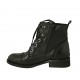 Bottines pour femmes avec lacets, fermeture éclair et bout droit en cuir noir talon 3 - Pointures disponibles:  32