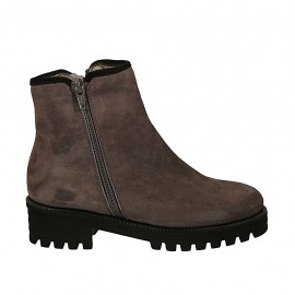 Bottines pour femmes en daim taupe avec fermetures éclair et semelle amovible talon 4 - Pointures disponibles:  32, 43, 44, 45