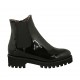 Bottines pour femmes avec élastique, semelle amovible et fermeture éclair en cuir verni noir talon 4 - Pointures disponibles:  45