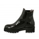 Bottines pour femmes avec élastique, semelle amovible et fermeture éclair en cuir verni noir talon 4 - Pointures disponibles:  45