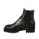 Bottines avec fermeture éclair, semelle amovible et elastique pour femmes en cuir noir talon 4 - Pointures disponibles:  32, 43, 45