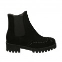Bottines pour femmes avec fermeture éclair, semelle amovible, elastique et goujons en daim noir talon 4
