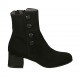 Bottines pour femmes avec boutons et fermeture éclair en daim et daim imprimé noir talon 4 - Pointures disponibles:  32