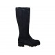 Stivale da donna con elastico, plantare estraibile e cerniera in camoscio blu tacco 4 - Misure disponibili: 32, 33, 34, 44