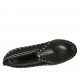 Scarpa accollata da donna con borchie ed elastici in pelle nera tacco 6 - Misure disponibili: 33, 34, 43, 44