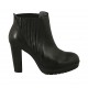Stivaletto da donna con elastici e plateau in pelle nera tacco 9 - Misure disponibili: 42, 43