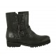 Woman's ankle boot with zipper, buckle, elastic and studs in black leather heel 3 - Available sizes:  33, 44