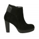 Stivaletto da donna con plateau, cerniera, elastico e strass da donna in camoscio nero tacco 9 - Misure disponibili: 33, 34, 42, 43, 44, 46