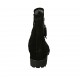 Botin para mujer con cremalleras, hebilla y elastico en gamuza negra y brillante tacon 3 - Tallas disponibles:  33, 34, 43, 44