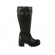 Woman's boot with zipper, elastic band and buckles in black leather heel 6 - Available sizes:  32