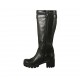 Woman's boot with zipper, elastic band and buckles in black leather heel 6 - Available sizes:  32