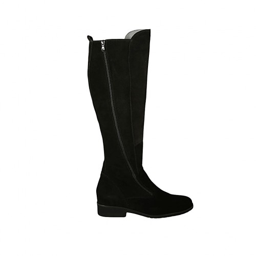 Stivale da donna con cerniere in camoscio nero tacco 3 - Misure disponibili: 46