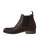 Botin elegante para hombre con elasticos y decoraciones Brogue en piel de color granate - Tallas disponibles:  37, 47, 48, 49, 50