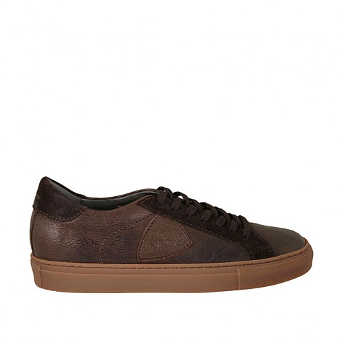 Chaussure à lacets pour hommes en cuir et daim marron  - Pointures disponibles:  37, 47, 48
