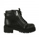 Stivaletto stringato da donna con cerniere in pelle nera tacco 5 - Misure disponibili: 44