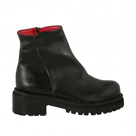 Botines para mujer con cremallera interna en piel negra tacon 5 - Tallas disponibles:  42, 43, 45