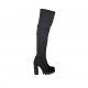 Bottes au-dessus de genou pour femmes en tissu elastique et daim noir talon 10 - Pointures disponibles:  31, 34, 42