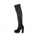 Bottes au-dessus de genou pour femmes en tissu elastique et daim noir talon 10 - Pointures disponibles:  31, 34, 42