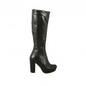 Bottes pour femmes avec fermeture éclair et plateforme en cuir noir talon 9