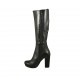 Woman's boot in black leather with zipper and platform heel 9 - Available sizes:  32