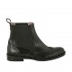 Bottines avec elastiques et bout Brogue pour femmes en cuir noir talon 2 - Pointures disponibles:  32