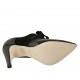 Scarpa a punta accollata da donna in camoscio e vernice nera con lacci in velluto tacco 9 - Misure disponibili: 32, 33, 34, 43