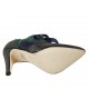 Scarpa accollata a punta da donna con lacci in velluto in camoscio e vernice blu e tessuto con motivo scozzese blu verde tacco 9 - Misure disponibili: 32, 33, 42, 43