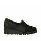 Woman's highfronted shoe with elastic bands in black suede and processed suede wedge heel 5 - Available sizes:  34, 42, 43, 44, 45