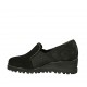 Woman's highfronted shoe with elastic bands in black suede and processed suede wedge heel 5 - Available sizes:  34, 42, 43, 44, 45