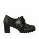 Zapato para mujer con cordones y decoración Brogue en piel negra tacon 6 - Tallas disponibles:  43
