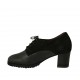 Zapato con cordones y plantilla extraible para mujer en piel y gamuza negra tacon 5 - Tallas disponibles:  32, 43, 44