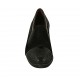 Scarpa accollata da donna con elastici e plantare estraibile in camoscio nero e vernice stampata canna di fucile zeppa 5 - Misure disponibili: 34, 43