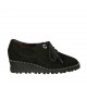Zapato para mujer con cordones, plantilla extraible y tachuelas en gamuza negra cuña 4 - Tallas disponibles:  34, 44