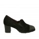 Woman's highfronted shoe with elastics and removable insole in black suede and leather heel 5 - Available sizes:  31, 33, 44