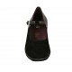 Escarpin pour femmes avec courroie et semelle interieur amovible en daim et cuir verni noir talon compensé 5 - Pointures disponibles:  44