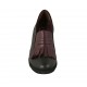 Scarpa accollata da donna con plantare estraibile, elastici e frangia in pelle nera e bordeaux tacco 5 - Misure disponibili: 33, 42, 43, 44, 45