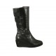 Demi-bottes pour femmes avec fermeture éclair, elastiques et semelle amovible en cuir noir talon compensé 5 - Pointures disponibles:  42, 43