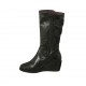 Demi-bottes pour femmes avec fermeture éclair, elastiques et semelle amovible en cuir noir talon compensé 5 - Pointures disponibles:  42, 43