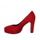 Zapato de salon para mujer con plataforma en gamuza roja tacon 9 - Tallas disponibles:  34
