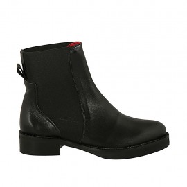 Botines para mujer en piel negra con doble elastico tacon 3 - Tallas disponibles:  46, 47