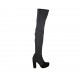 Bota sobre la rodilla para mujer con media cremallera y plataforma en tejido elastico y gamuza negra tacon 9 - Tallas disponibles:  31, 32, 33