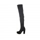Bota sobre la rodilla para mujer con media cremallera y plataforma en tejido elastico y gamuza negra tacon 9 - Tallas disponibles:  31, 32, 33